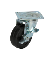 Royalstar Flat Rubber Caster Wheel with Side Brake (Model 072-50MM) – 1.5" Black, Silent & Smooth Rolling, Locking, Durable for Furniture, Carts, Office & Display Stands